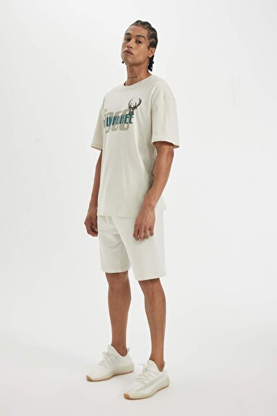 DeFacto DeFactoFit NBA Milwaukee Bucks Regular Fit Cepli Kısa Paça Şort Y3016AZ24SM