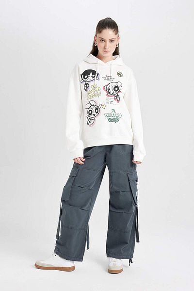DeFacto Cool Powerpuff Girls Oversize Wide Fit Hanorac imprimat gros D4846ax24wn