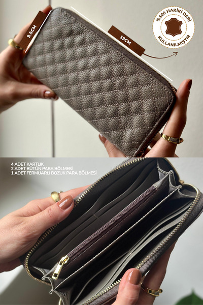 Radino Collection Γυναικείο πορτοφόλι από γνήσιο δέρμα με φερμουάρ – Με θήκη για κάρτες και θήκη για νομίσματα, κομψό και χρηστικό σχέδιο