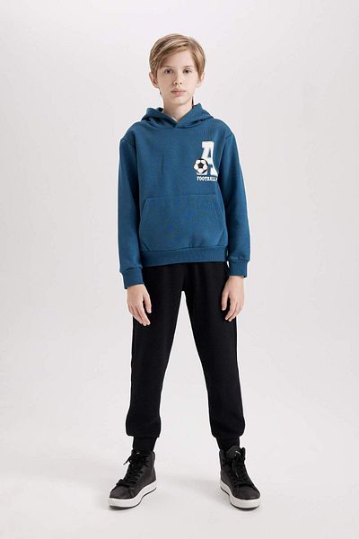 DeFacto Set de 2 piese pentru băieți, hanorac imprimat, pantaloni de sport Jogger, cu buzunar cangur D2036A824AU