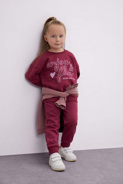 DeFacto Set hanorac imprimat și pantaloni de trening cu elastic pentru fetiță - Decolteu D0815a524au