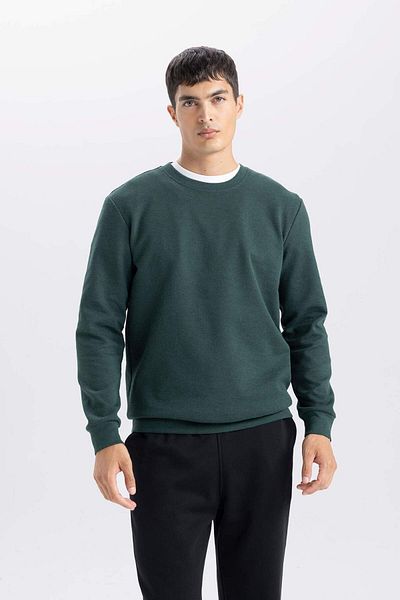 DeFacto Φούτερ με κανονική εφαρμογή Crew Neck Jacquard D5394ax24au