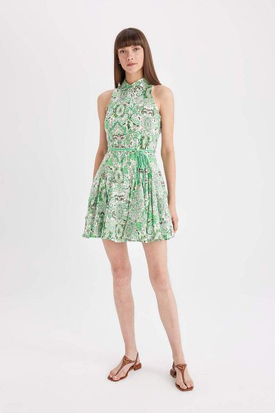 DeFacto Rochie mini fără mâneci din voile cu decolteu cămașă C7085ax24sm
