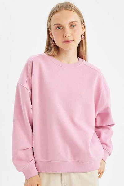 DeFacto Cool Oversize Wide Fit Crew Neck Silná základní obyčejná mikina A4177AX24WN