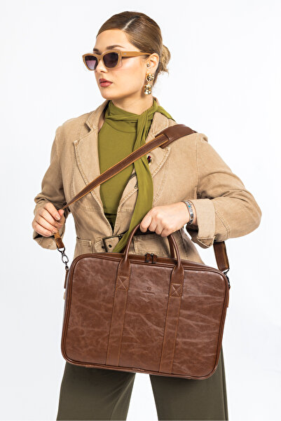Necati Çanta Куфарче за лаптоп Macbook Organizer 15.6" и 16" инча, кафяво