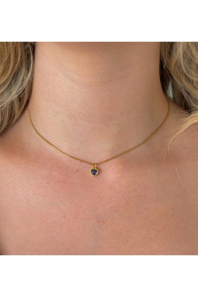 h&b design jewel Çelik Mor Mini Kalp Choker