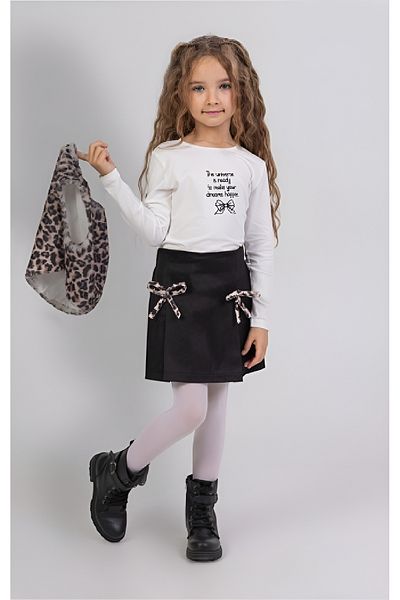 DMB BOYS & GIRLS Çaren Kids- Girl's Leopard Pattern Plush Vest Shorts Skirt 3-Piece Set
