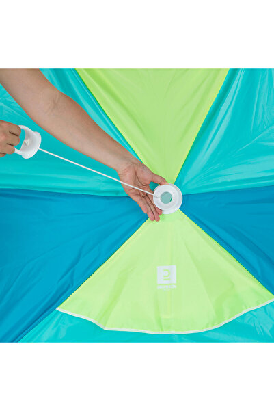 Decathlon Plaj Şemsiyesi / Gölgelik - SPF50+ - 3 Kişilik - Mavi / Sarı - Iwiko 180
