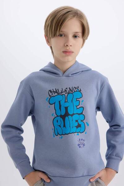 DeFacto Erkek Çocuk Kapüşonlu Baskılı Sweatshirt D4354A8NS