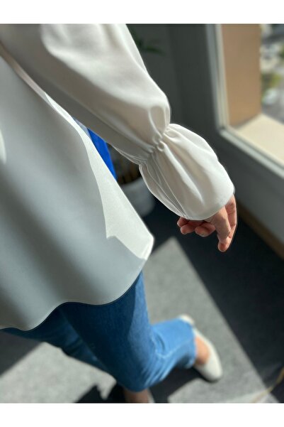 Nisa Nalbantoğlu Λευκό κρεπ μουσουλμανικό πουκάμισο