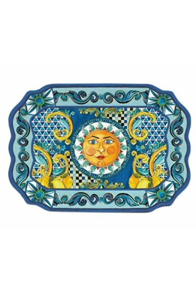 Baci Milano صينية صقلية 47 سم × 33 سم صينية زرقاء.SIC03