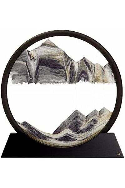 OEM Decorațiune pentru casă, birou clepsidră, sticlă/nisip 3D, 18X19,5 cm, negru/alb