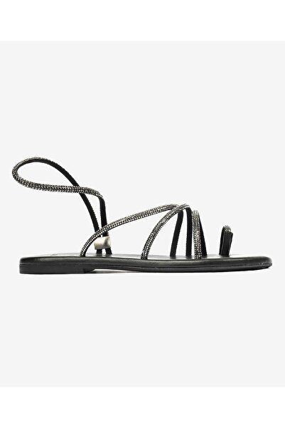 Greyder Kadın Platin Hakiki Deri Taşlı Sandalet 4Y2WS59103