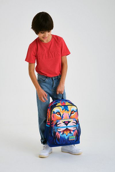 Coral High Детска тъмносиня ученическа раница Saks Lion с четири отделения 23741