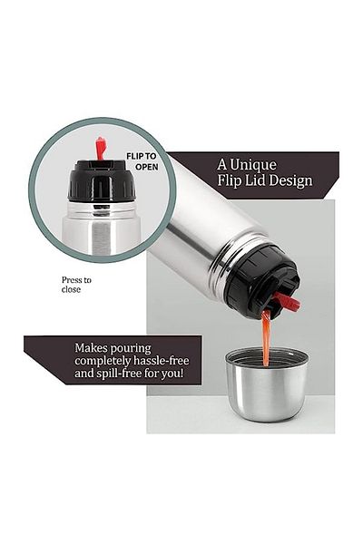 Bisbell Stainless Steel Vaccum Bottle-1000Ml, Non-Toxic BPA Free, Fast Flow ,For Sports and School,BB1239