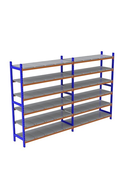 RafBurada 6 Katlı Duble Depo Rafı - 150-300 Kg Taşıma Kapasiteli Hafif Rack R...