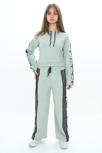 Jannock Set de trening pentru fete, 100% bumbac, cu glugă și capse, Trend-5010