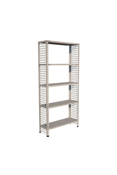 RafBurada 5 Katlı Galvaniz Tel Kafes Çelik Raf - Dekoratif Raf 31x75 Cm-200 Cm
