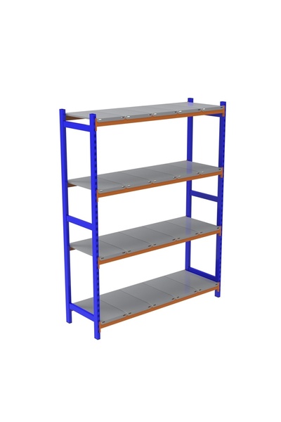 RafBurada 4 Katlı Depo Rafı - 300-350 Kg Taşıma Kapasiteli Hafif Rack Raf 50x150x200 Cm