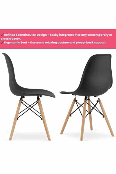 Mercaton Set 4 Scaune Acerenza, Stil Scandinav cu Picioare din Lemn de Fag, Cadru Metalic, Sezut PP,