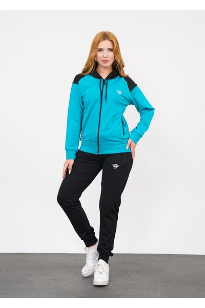 LF LAST FASHION Hooded 2-Piece Turquoise Women's Tracksuit Set