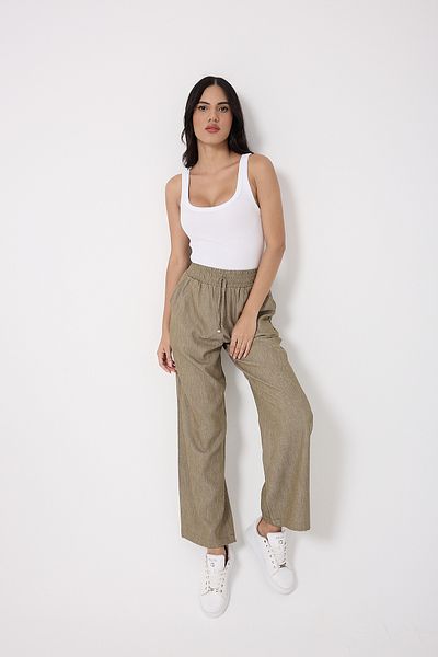 Miss couture Slim Denim Fabric Wide Leg Trousers 1041