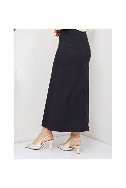 VELLICHOR Μεσαίο Μήκος Λύκρα Γκαμπαρντίνα Φούστα Μαύρη