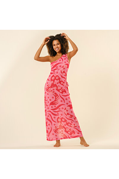 Zsa Zsa Zsu Protı Dijital Baskılı Asimetrik Elbise - Pembe