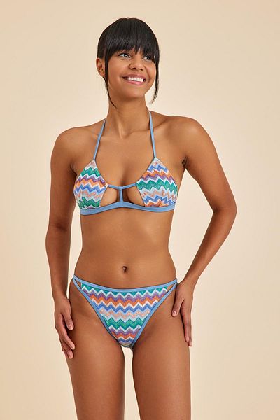 Amarelle Set de bikini cu bralet triunghiular albastru Hawaii fără sârmă