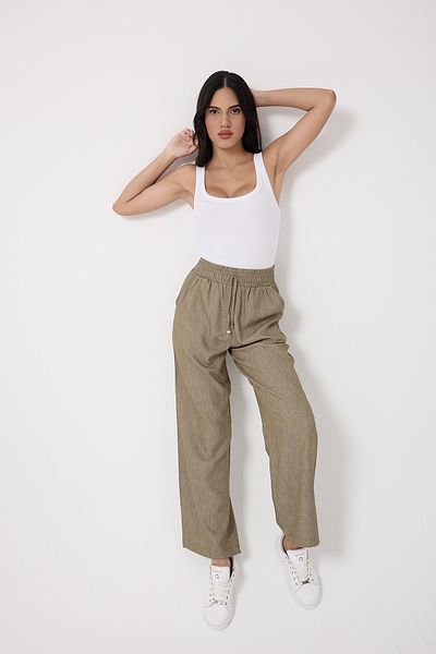 Miss couture Slim Denim Fabric Wide Leg Trousers 1041