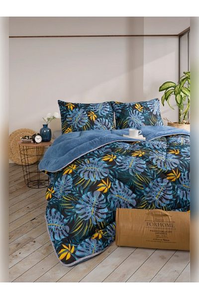 Sudemhome Двойна луксозна калъфка за завивка и възглавница Welsoft Elite Soft Polar, цвят Monestera Indigo