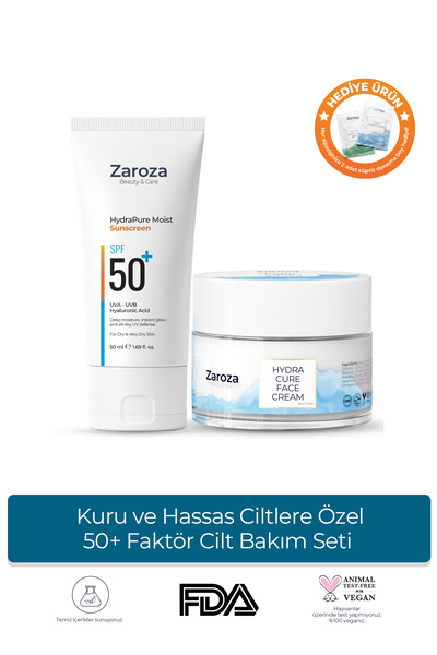 ZAROZA Kuru ve Hassas Ciltlere Özel 50+ Faktör Cilt Bakım Seti