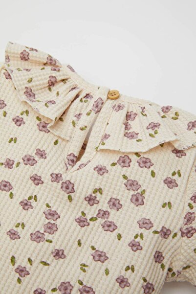 DeFacto Virágmintás fodros galléros hosszú ujjú kislány póló - D3891A524AU