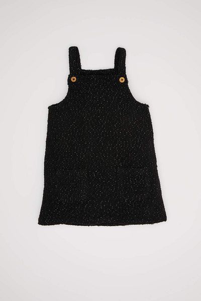 DeFacto Baby Girl Glitter Tweed Φόρεμα Salopet με ρυθμιζόμενο λουράκι D3076A524AU