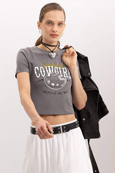 DeFacto Tricou cu mânecă scurtă, cu mânecă scurtă, cu decolteu, cu imprimeu 3166468