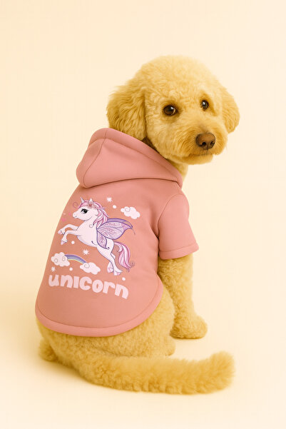 Monopetz Kapişonlu Polar Sweatshirt Köpek Ve Kedi Kıyafeti & Elbisesi - Pembe Unicorn