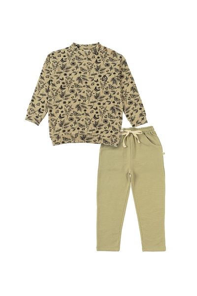Little Gusto طقم بدلة رياضية للأطفال من القطن العضوي Orenda Khaki