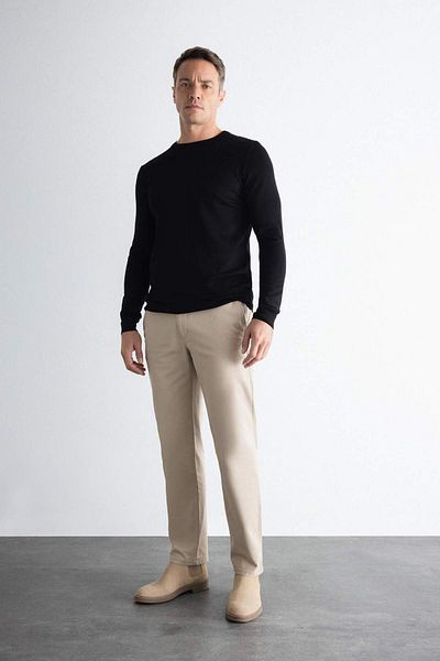 DeFacto Pantaloni chino din pânză de iarnă, croiala normală, cu 4 buzunare, bumbac, flexibili, picioare drepte C9440AX24AU