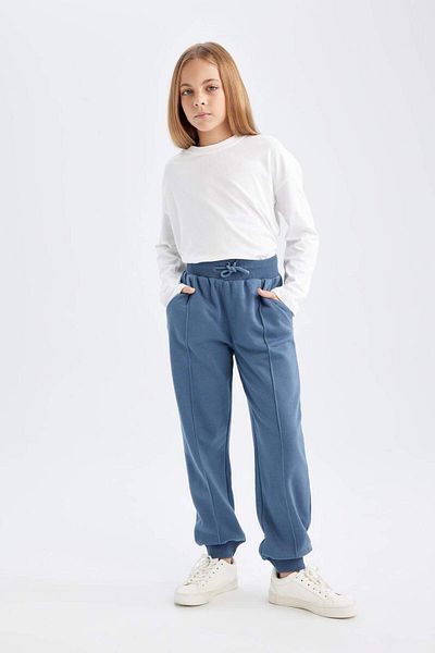 DeFacto Pantaloni de sport de bază pentru fete, cu talie elastică, cu buzunare, D0731A824AU