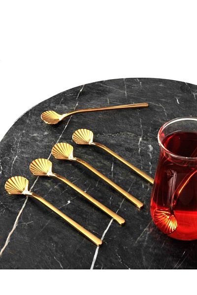 Dame Marie Patterned 6-Piece Gold Presentation Tea Spoon