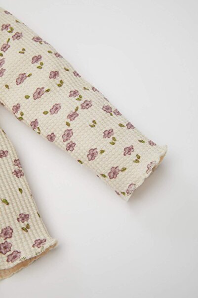 DeFacto Virágmintás fodros galléros hosszú ujjú kislány póló - D3891A524AU