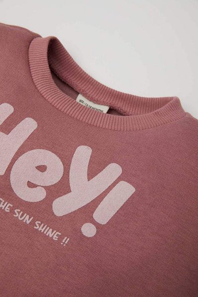 DeFacto Baby Girl Printed Soft Furry Thick Pink Sweatshirt D5403A5Ns