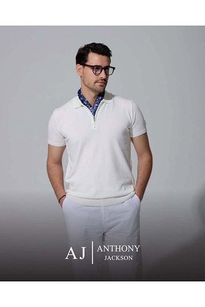 ANTHONY JACKSON Ανδρικό πλεκτό μπλουζάκι πόλο με φερμουάρ Stefano