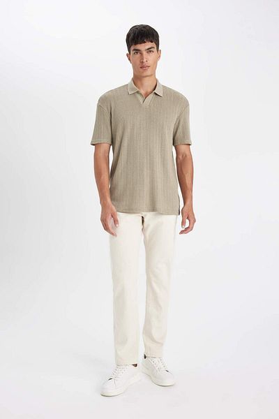 DeFacto Tricou polo cu mânecă scurtă și texturată D4810AX24SM