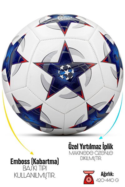 Telvesse Professional Soccer Ball 2025 Champions League Hard Ground Carpet Field Football Ball with Pump No:5 Blue