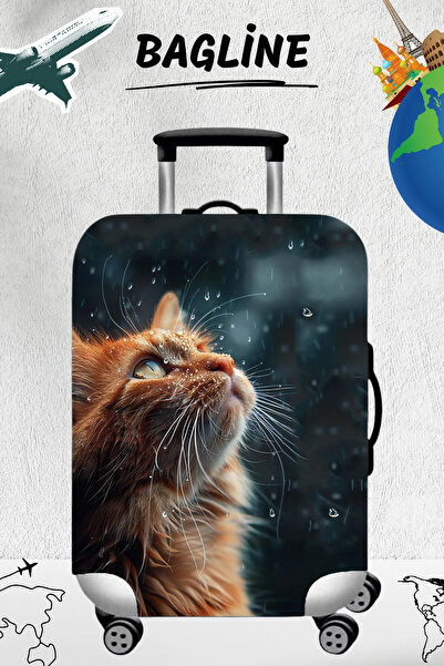 Bagline Lycra țesătură flexibilă Cute Cat Durabilă pentru valiză și husă pent...