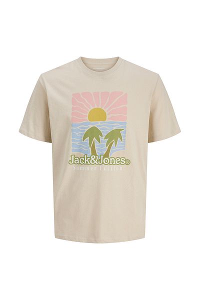 Jack & Jones Jack&Jones down Crew Neck Men's Beige Round Neck T-Shirt