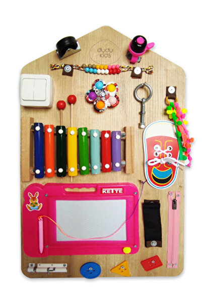 dudu kids Montessori Aktivite Tahtası - Duyusal Gelişim Panosu - Etkinlik Tahtası - 1.Yaş Doğum Günü Hediyesi2