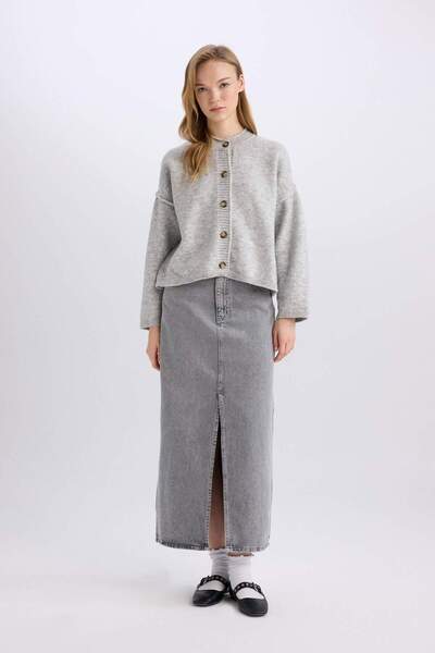 DeFacto Fashion Fit Yırtmaçlı Cepli Uzun Boy Jean Etek D4424AX24AU