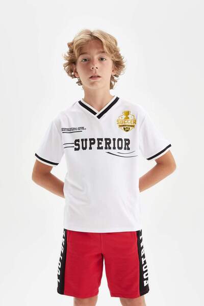 DeFacto Αγόρι με κοντομάνικο μπλουζάκι με λαιμόκοψη V C6656A824HS